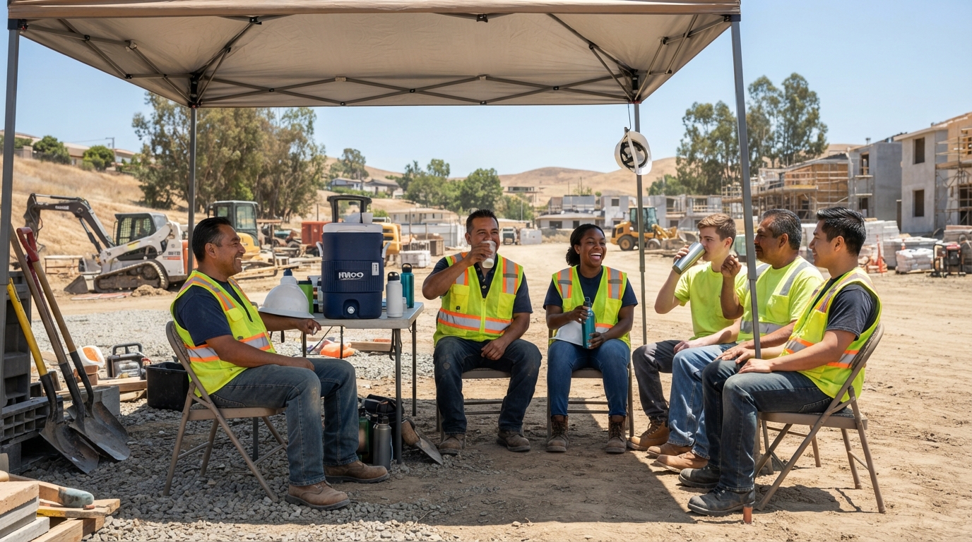 California workers taking water and shade breaks under workplace heat illness safety rules