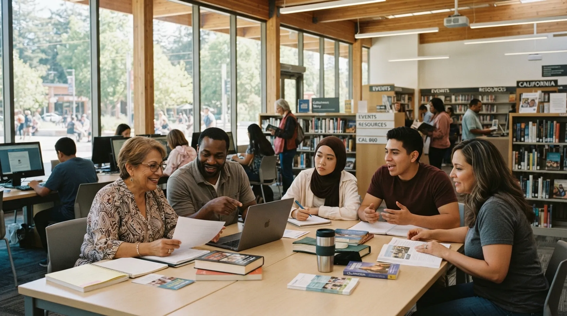 Californians reviewing public information and community resources